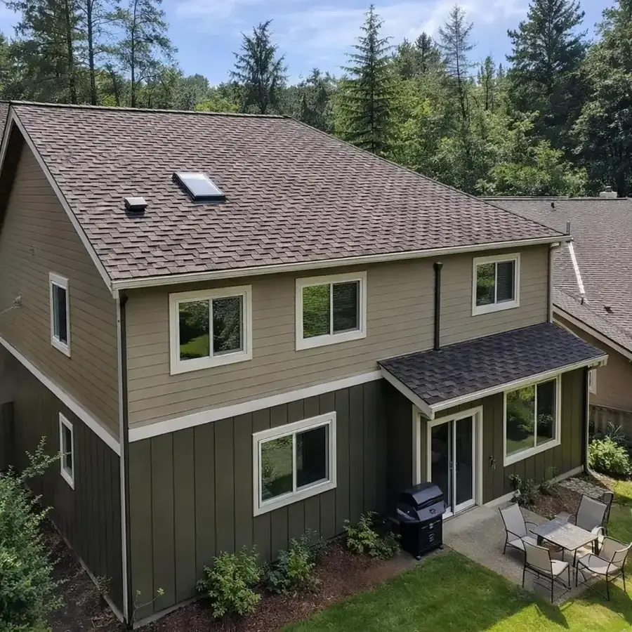 Completed two-story custom home exterior